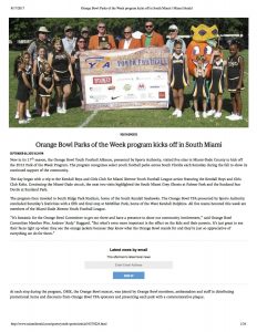 El programa Parques de la semana del Orange Bowl comienza en el sur de Miami El Miami Herald