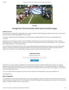 El Orange Bowl YFA rinde homenaje a la liga de fútbol juvenil de Key West El Nuevo Herald