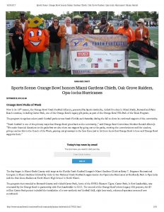 Escena deportiva El Orange Bowl rinde homenaje a los Miami Gardens Chiefs Oak Grove Raiders Opa Locka Hurricanes El Nuevo Herald