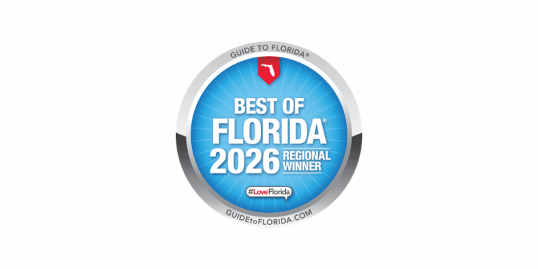 Sello de galardón regional "Lo mejor de Florida 2026" otorgado por Guide to Florida.