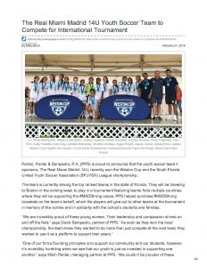 Communitynewspapers.com El equipo de fútbol juvenil Real Miami Madrid 14U competirá por el torneo internacional Página 1